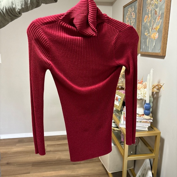 Red Ribbed Turtleneck - Picture 2 of 2
